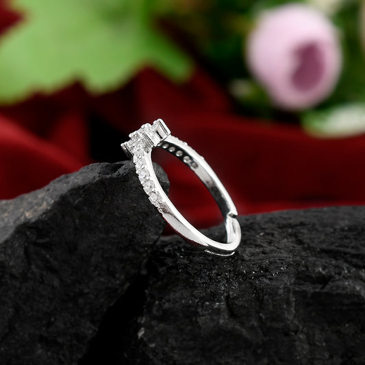 Sterling Silver 925 CZ Solitaire Flower Rings For Women