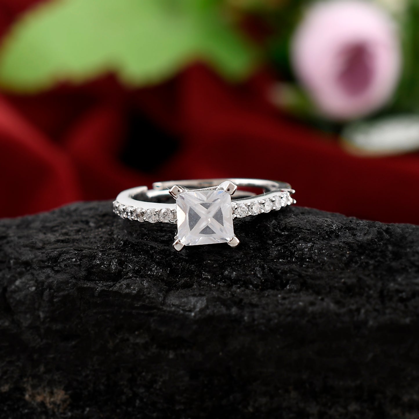 cz silver ring