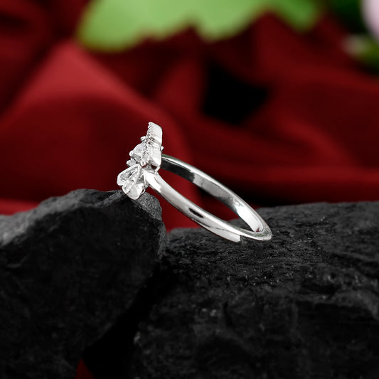 Sterling Silver 925 CZ Solitaire Butterfly Ring For Women