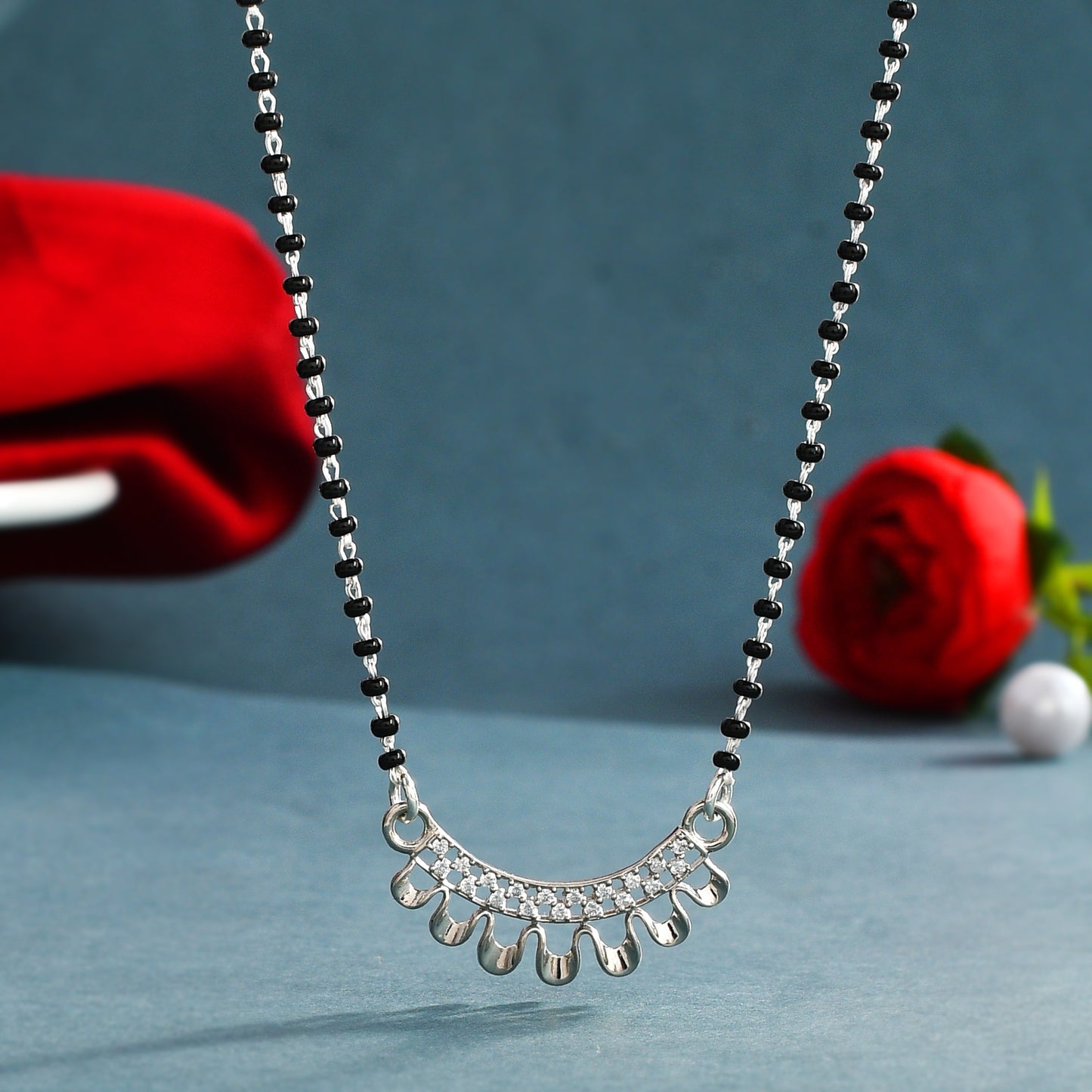 diamond mangalsutra silver