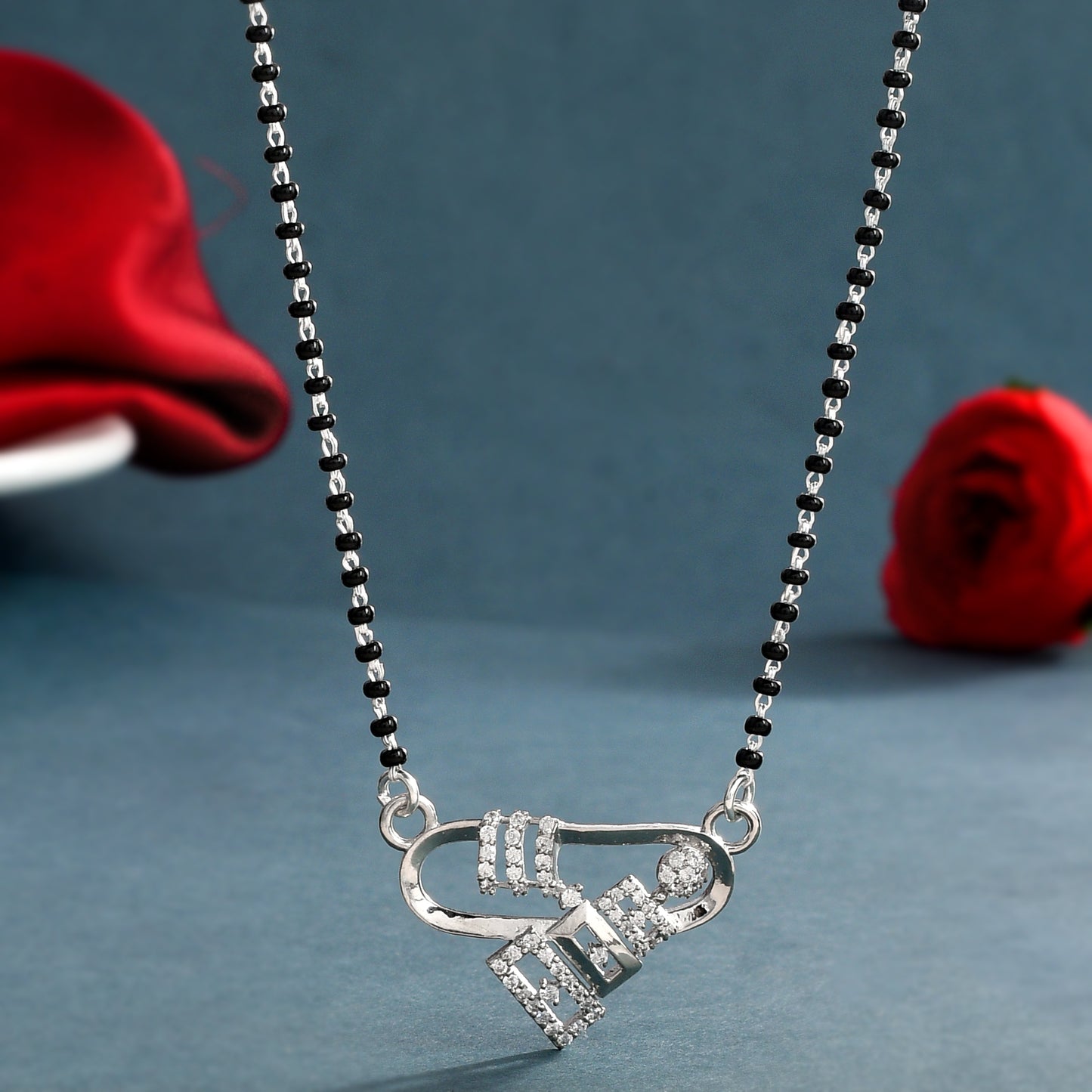 diamond mangalsutra silver