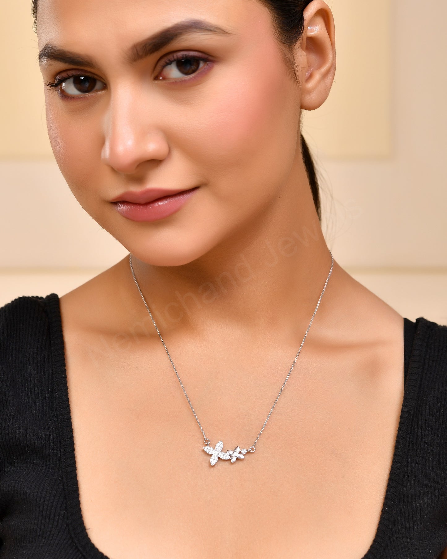 Sterling Silver 925 Chain with Pendant for Women | Necklace for Girls | Elegant Stone Diamond Look Pendant Jewellery for Gifting
