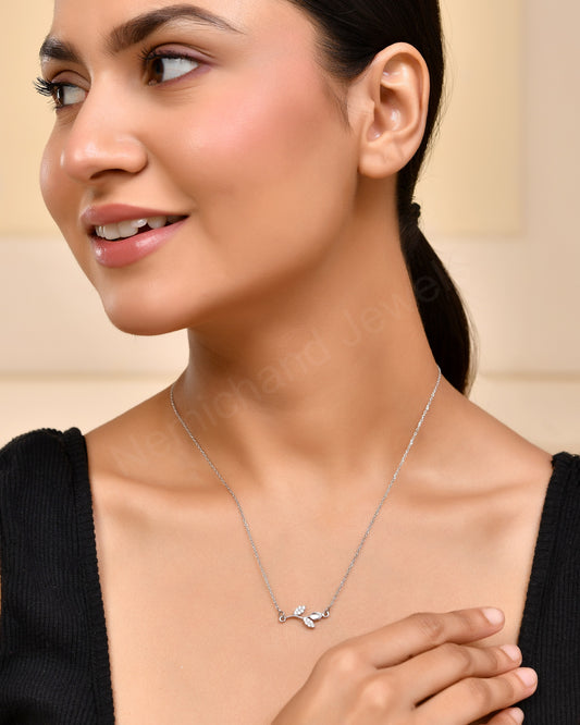 925 Sterling Silver Whispering Leaves Pendant Chain Necklace for Women and Girls