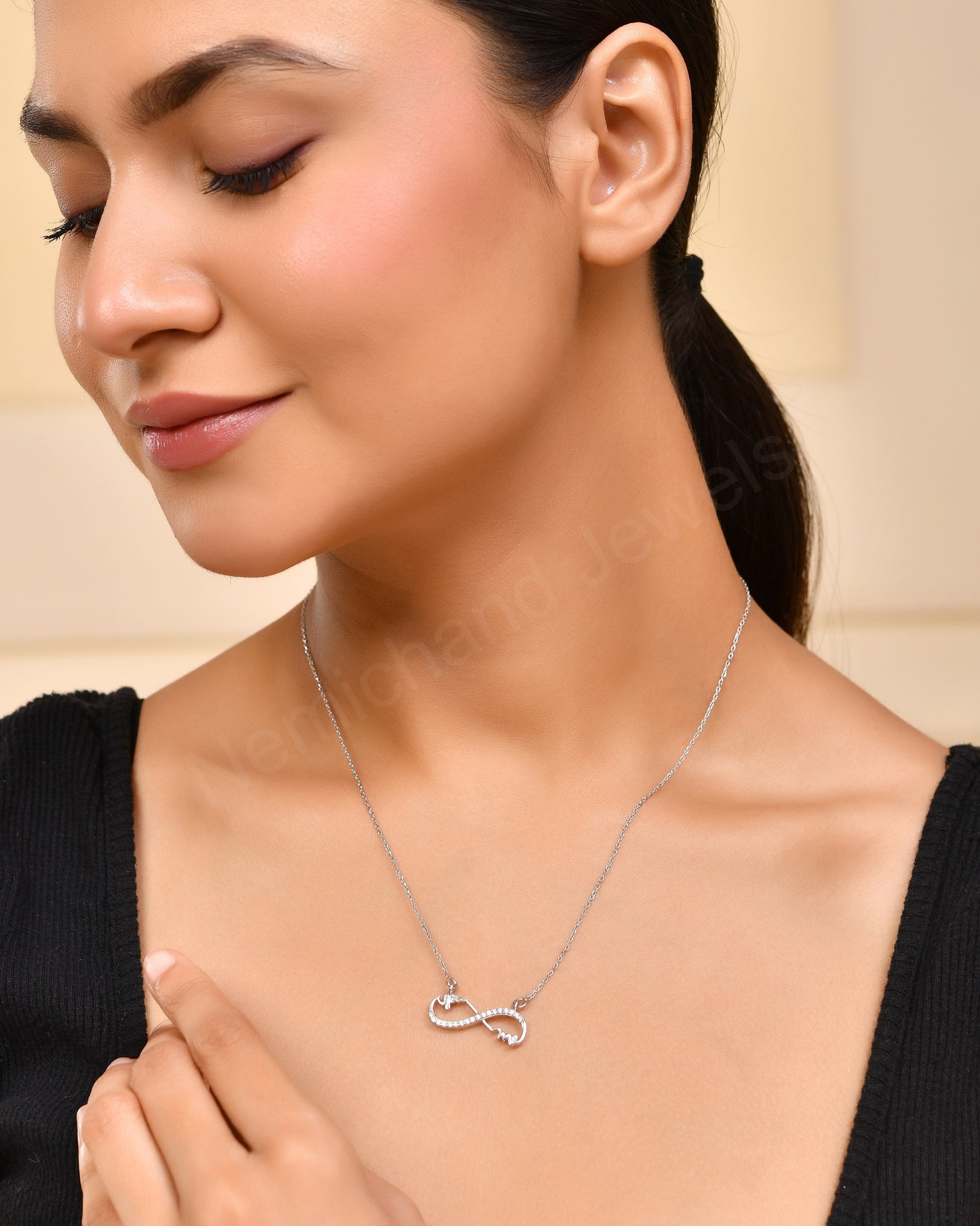 925 Sterling Silver You & Me Infinity Pendant Chain Necklace for Women and Girls