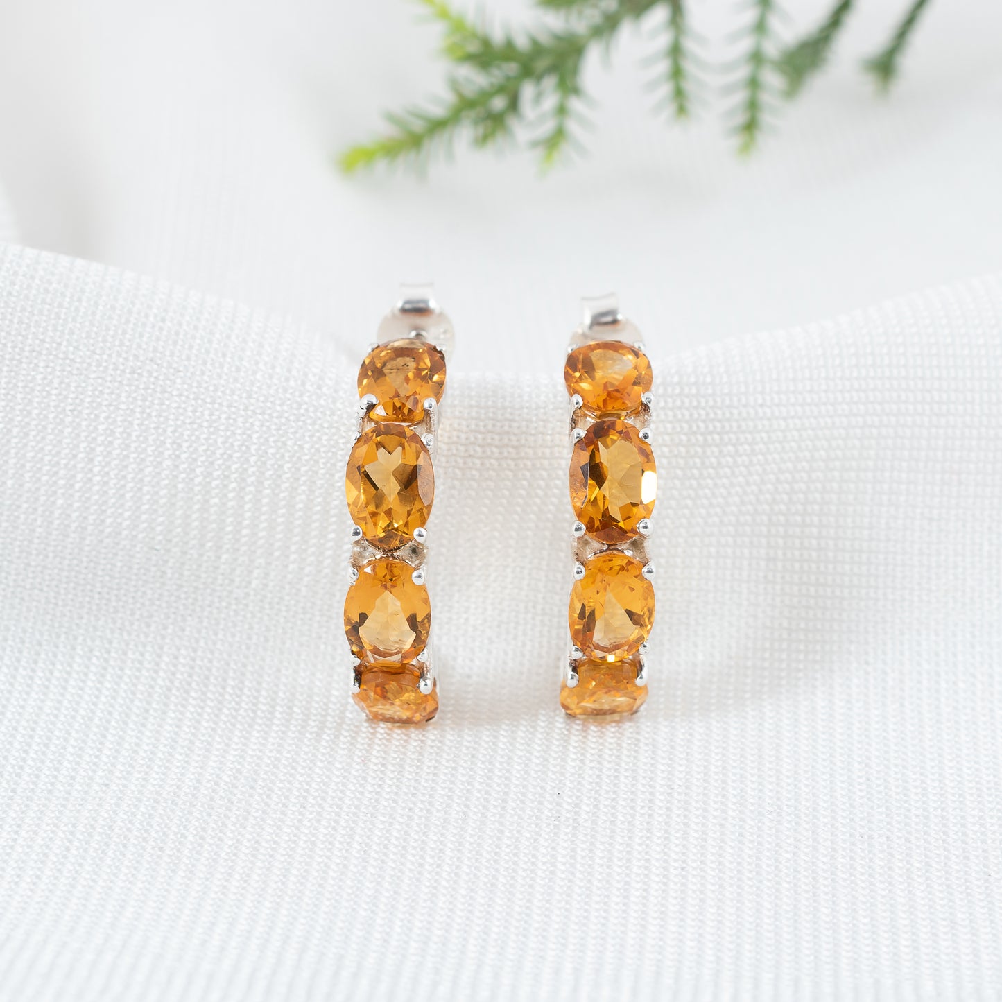Natural Citrine Gemstone Earring - 925 Sterling Silver Stud Earring | Genuine Citrine Beauty