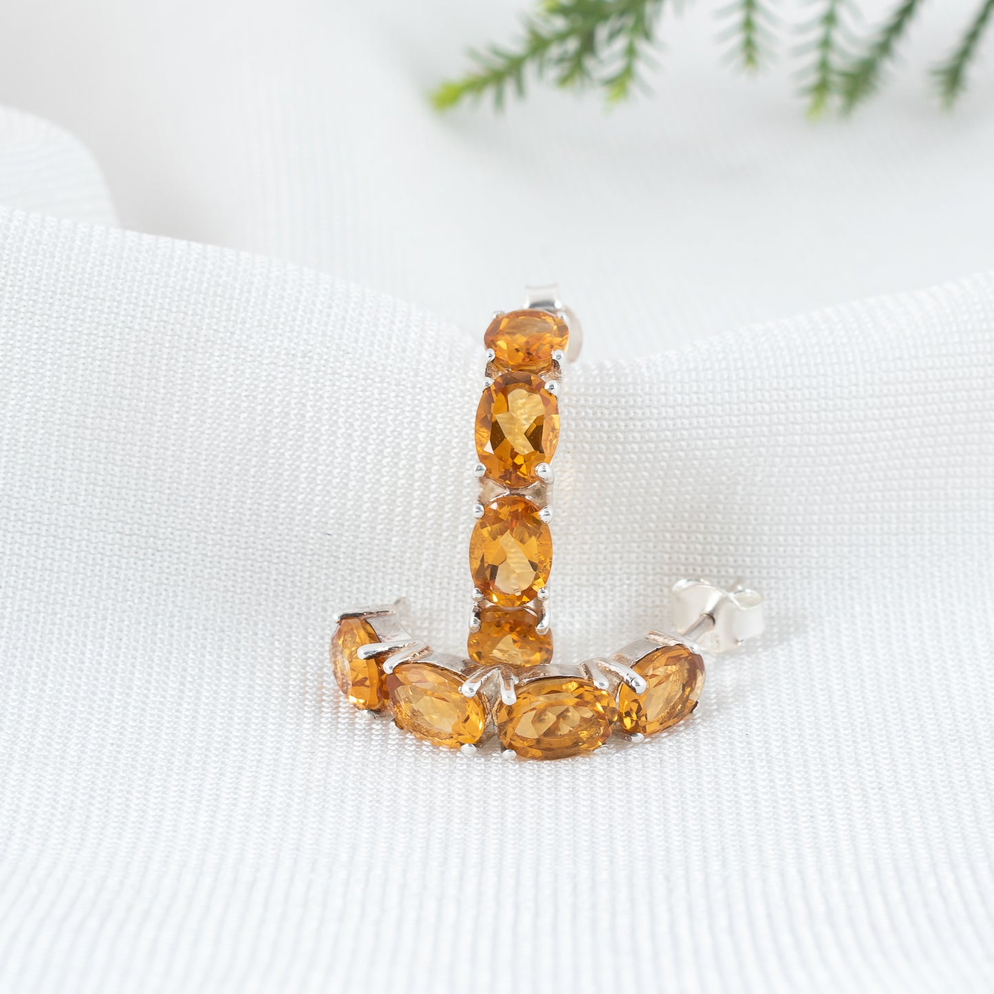 Natural Citrine Gemstone Earring - 925 Sterling Silver Stud Earring | Genuine Citrine Beauty