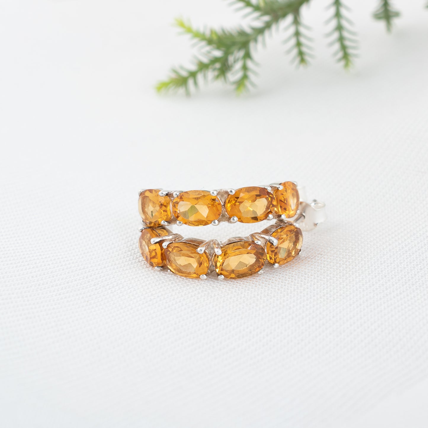 Natural Citrine Gemstone Earring - 925 Sterling Silver Stud Earring | Genuine Citrine Beauty