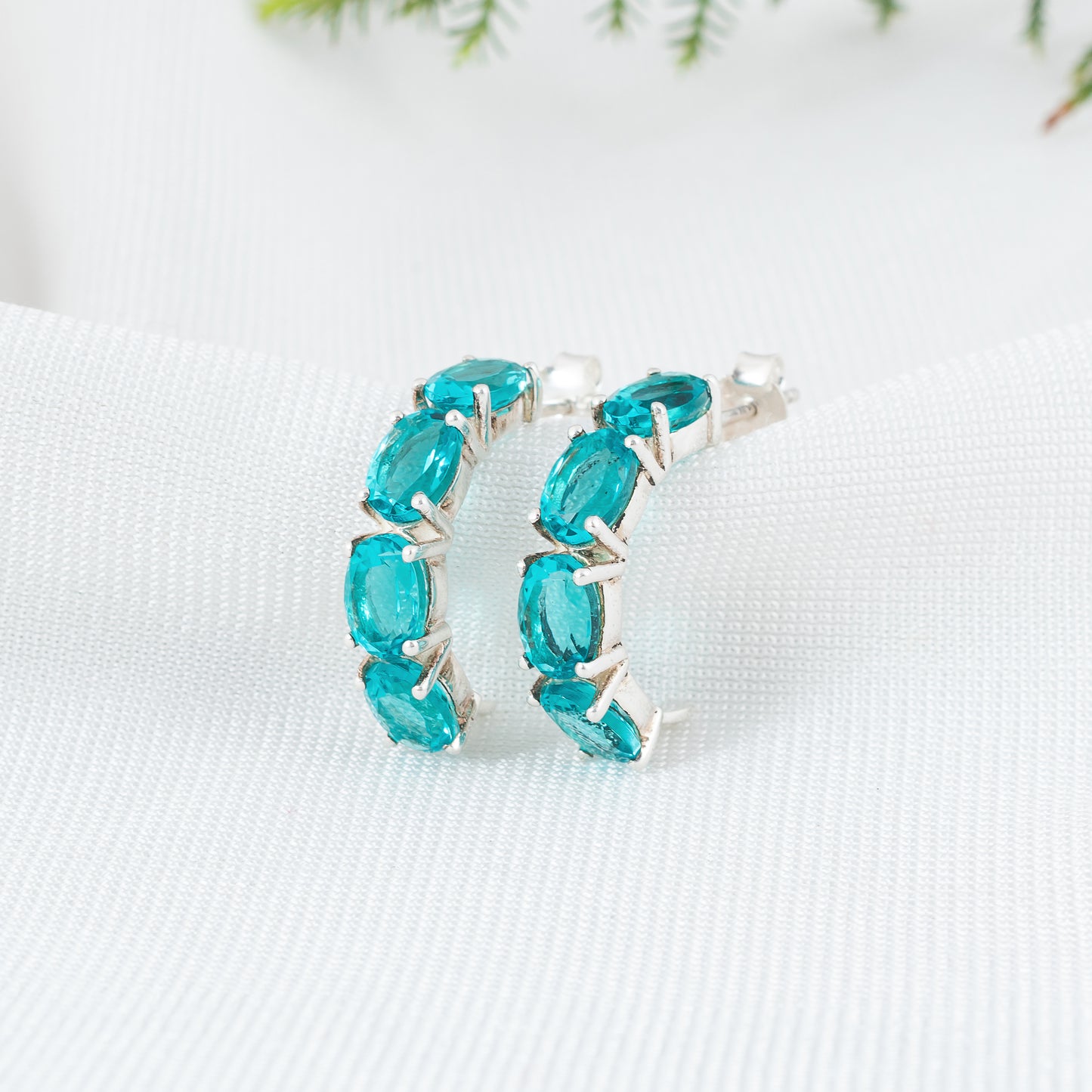 silver earring gemstone