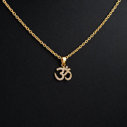 om pendant chain silver