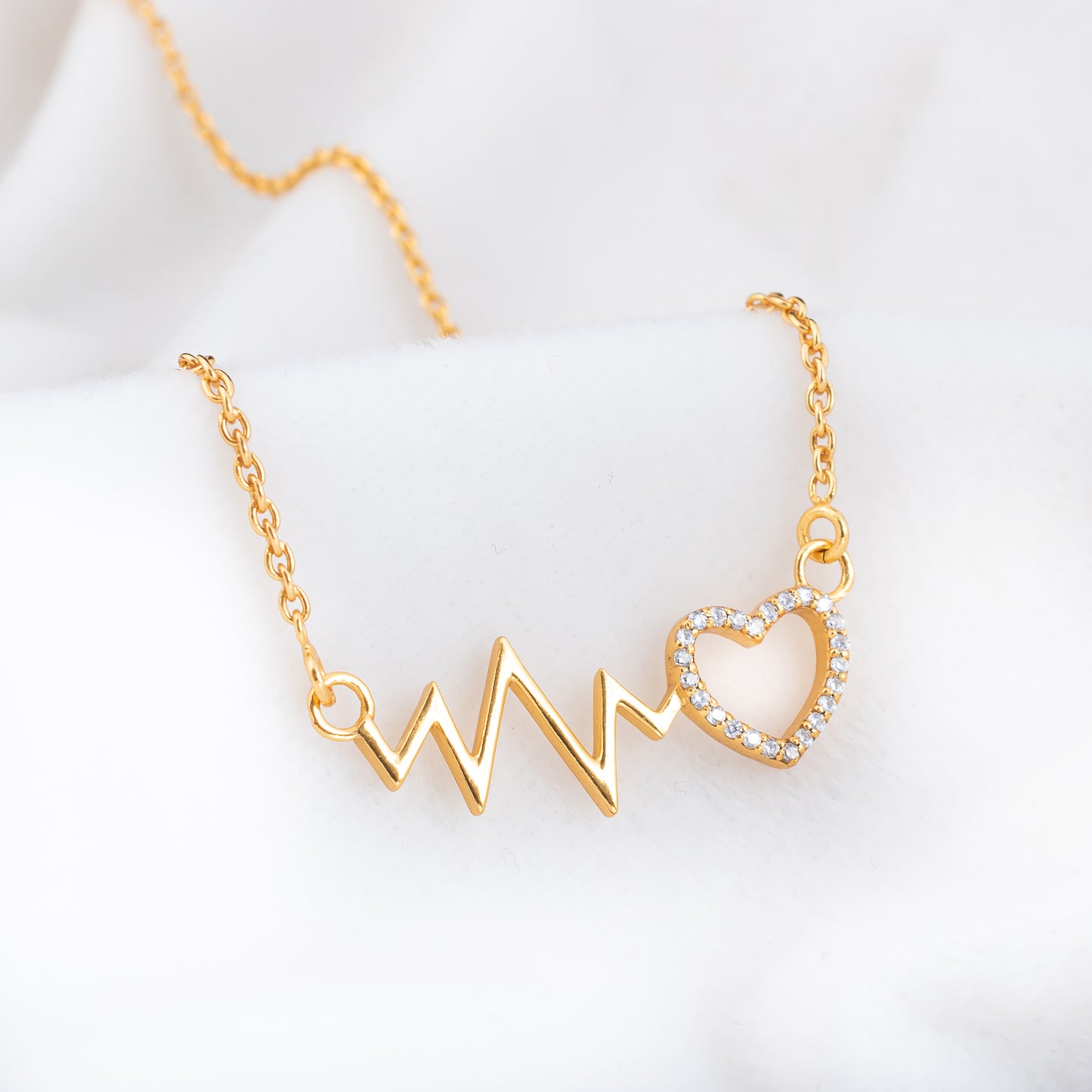 925 Sterling Silver Stunning Heartbeat Pendant Necklace For Women & Girls