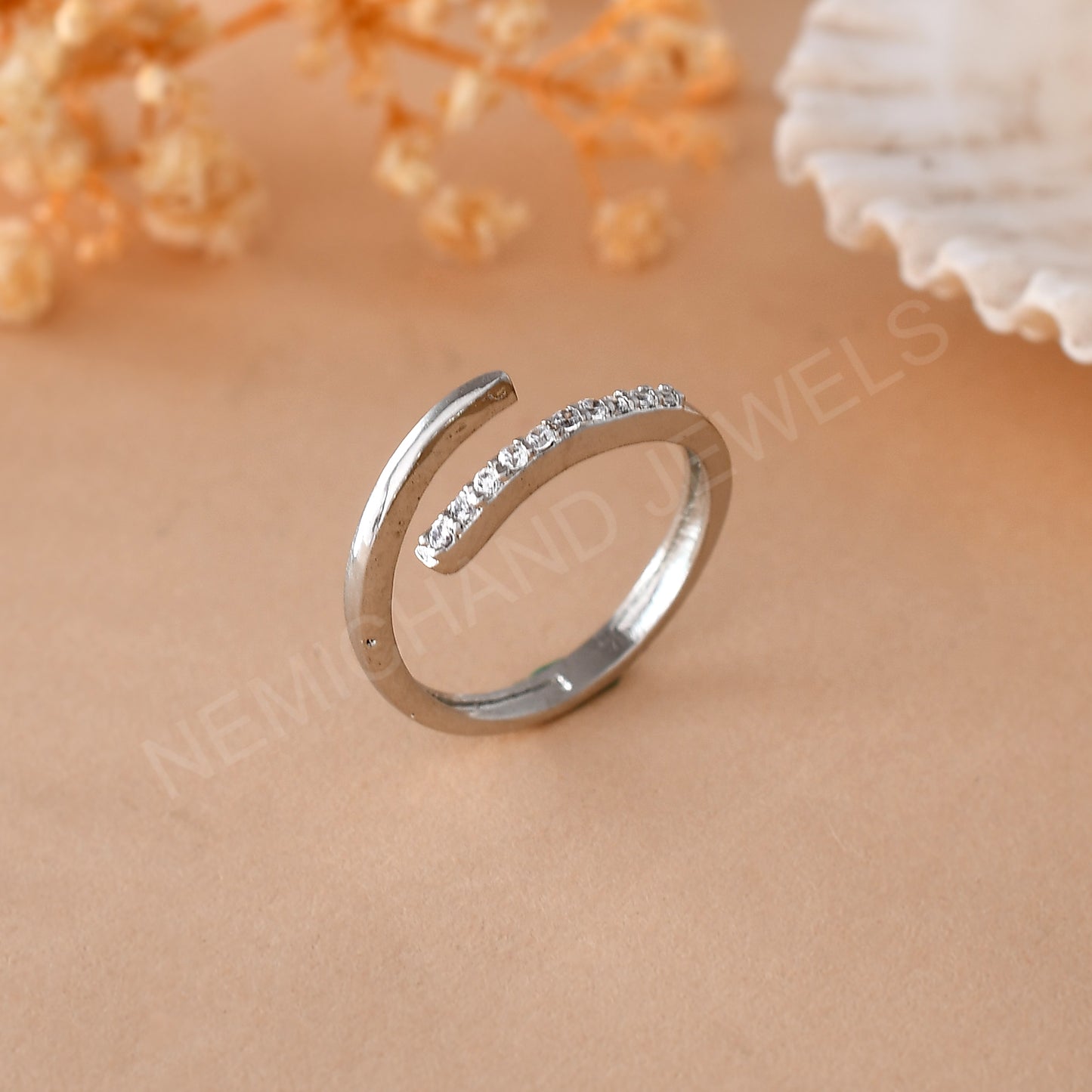 cz silver ring for women