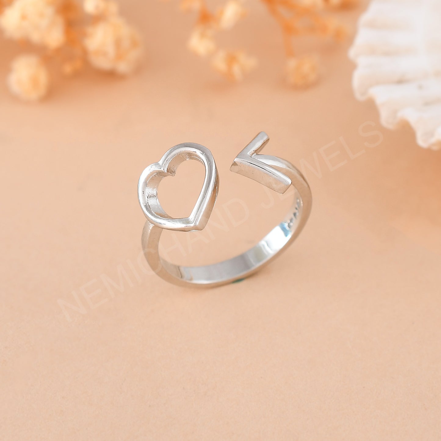 silver heart ring women