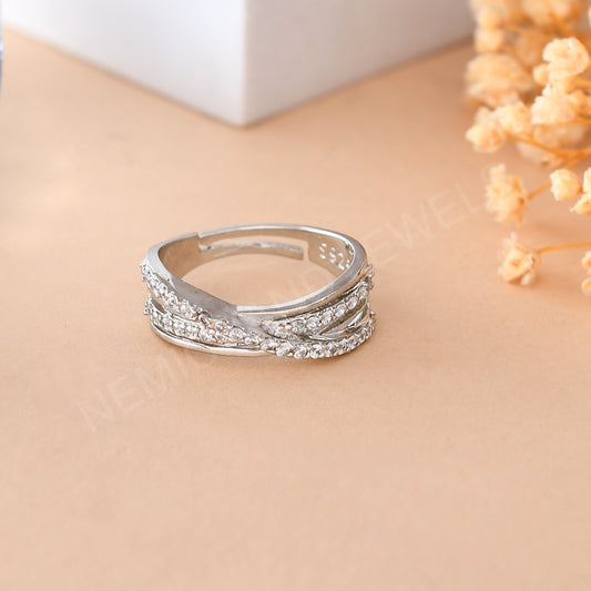 diamond ring silver women