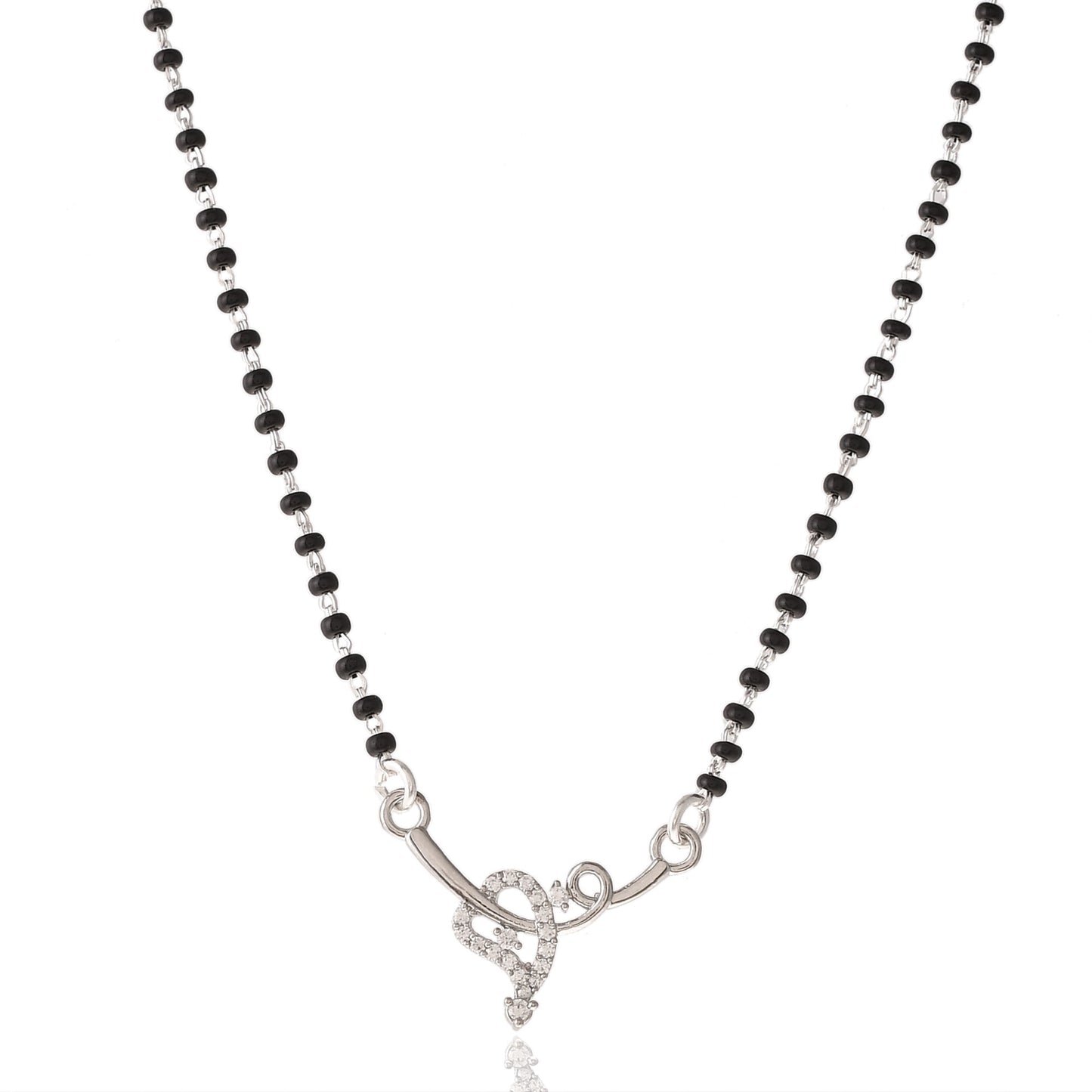 Sterling Silver CZ Diamond Mangalsutra Pendant with Chain for Women