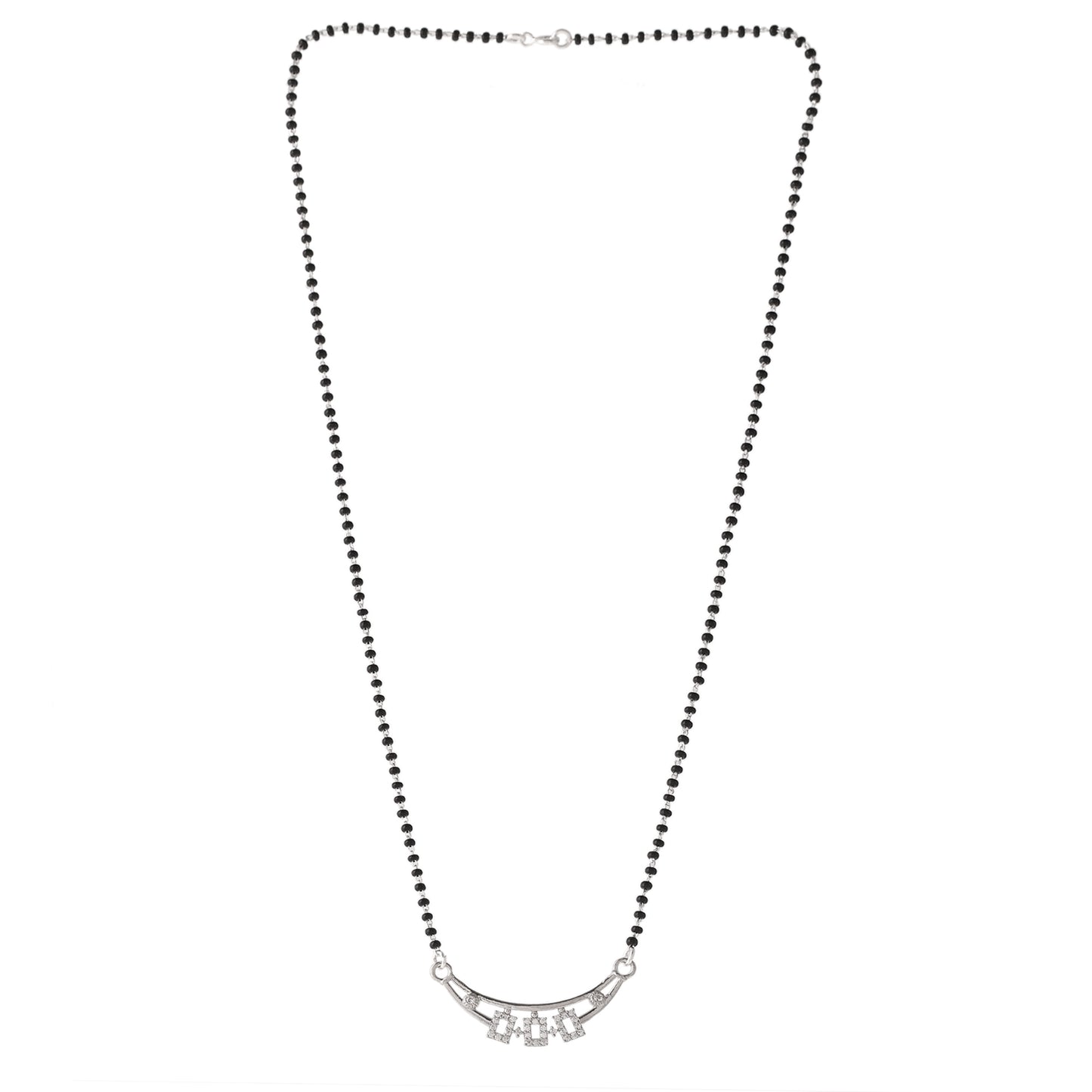 Sterling Silver CZ Diamond Mangalsutra Pendant with Chain for Women