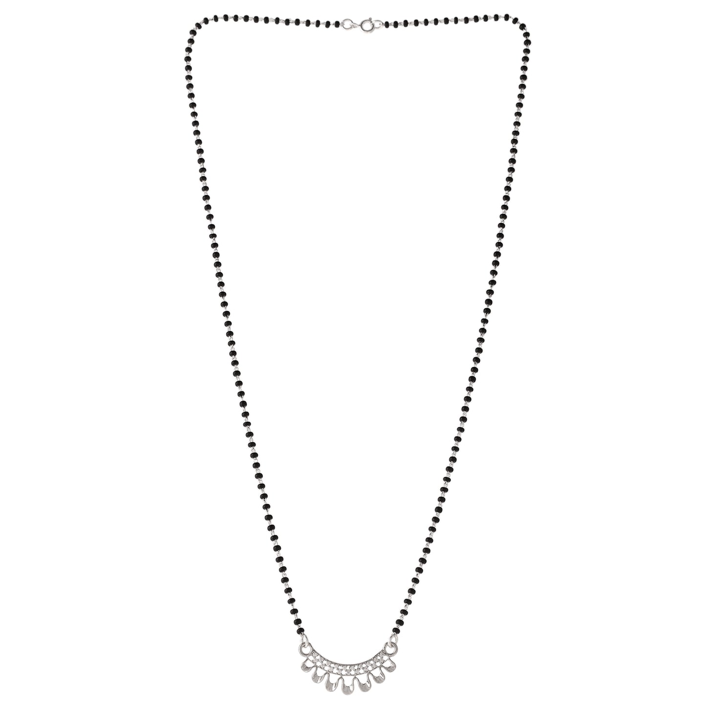 Sterling Silver CZ Diamond Mangalsutra Pendant with Chain for Women