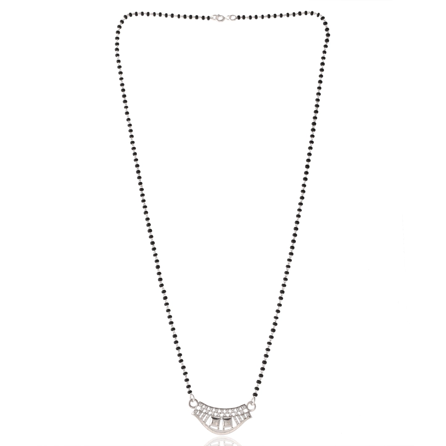 Sterling Silver CZ Diamond Mangalsutra Pendant with Chain for Women