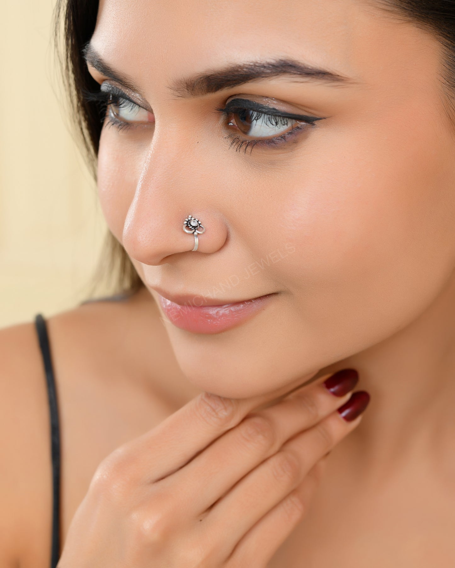 925 Sterling Silver Oxidised Clip-On Nose pin For Women (No piercing required)