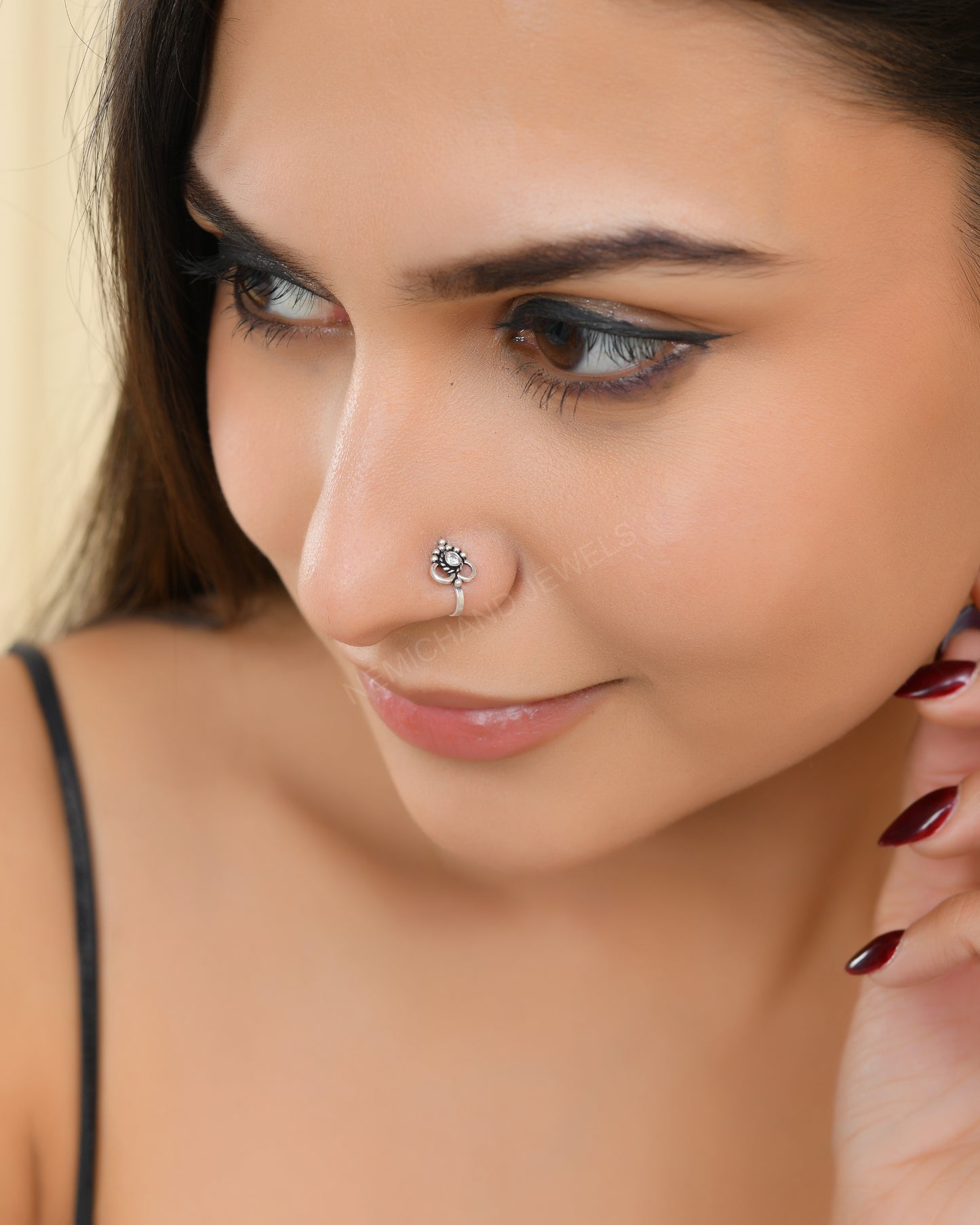 925 Sterling Silver Oxidised Clip-On Nose pin For Women (No piercing required)