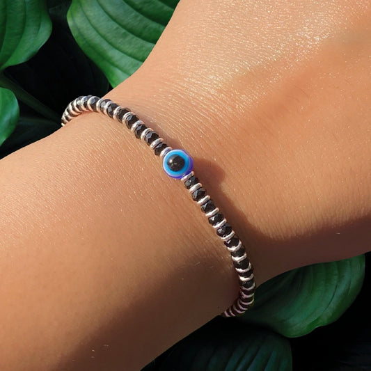 silver bracelet evil eye