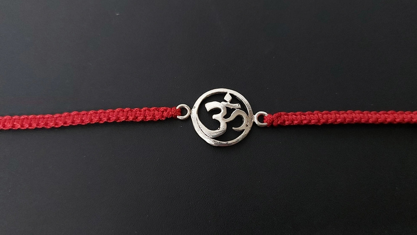 OM Rakhi for Brother 925 Sterling Silver with Thread - Perfect for Men, Women, Boys, and Girls on Raksha Bandhan