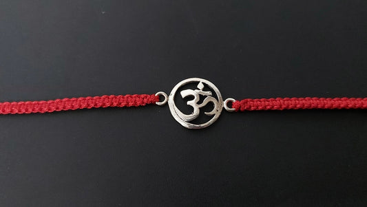 OM Rakhi for Brother Silver with Thread - Perfect for Men, Women, Boys, and Girls on Raksha Bandhan