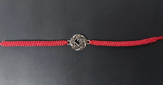 OM Rakhi for Brother Silver with Thread - Perfect for Men, Women, Boys, and Girls on Raksha Bandhan