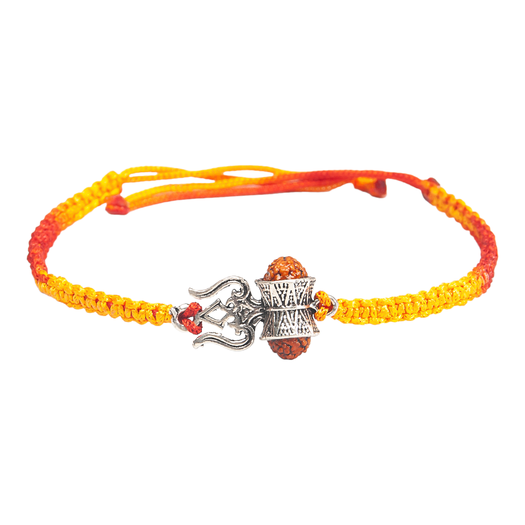 Damroo Trishul Rakhi for Brother 925 Sterling Silver with Thread - Perfect for Men, Women, Boys, and Girls on Raksha Bandhan