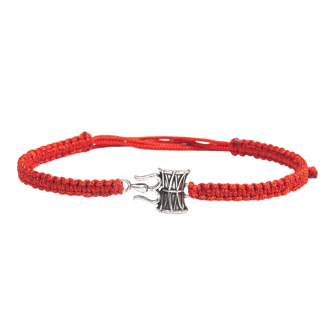 Trishul Damroo Rakhi for Brother Silver with Thread - Perfect for Men, Women, Boys, and Girls on Raksha Bandhan