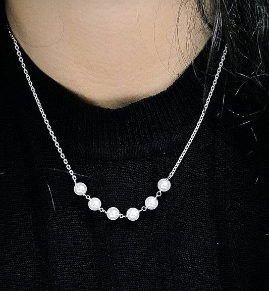 925 Sterling Silver Light Weight Pearl Necklace Chain for Women & Girls