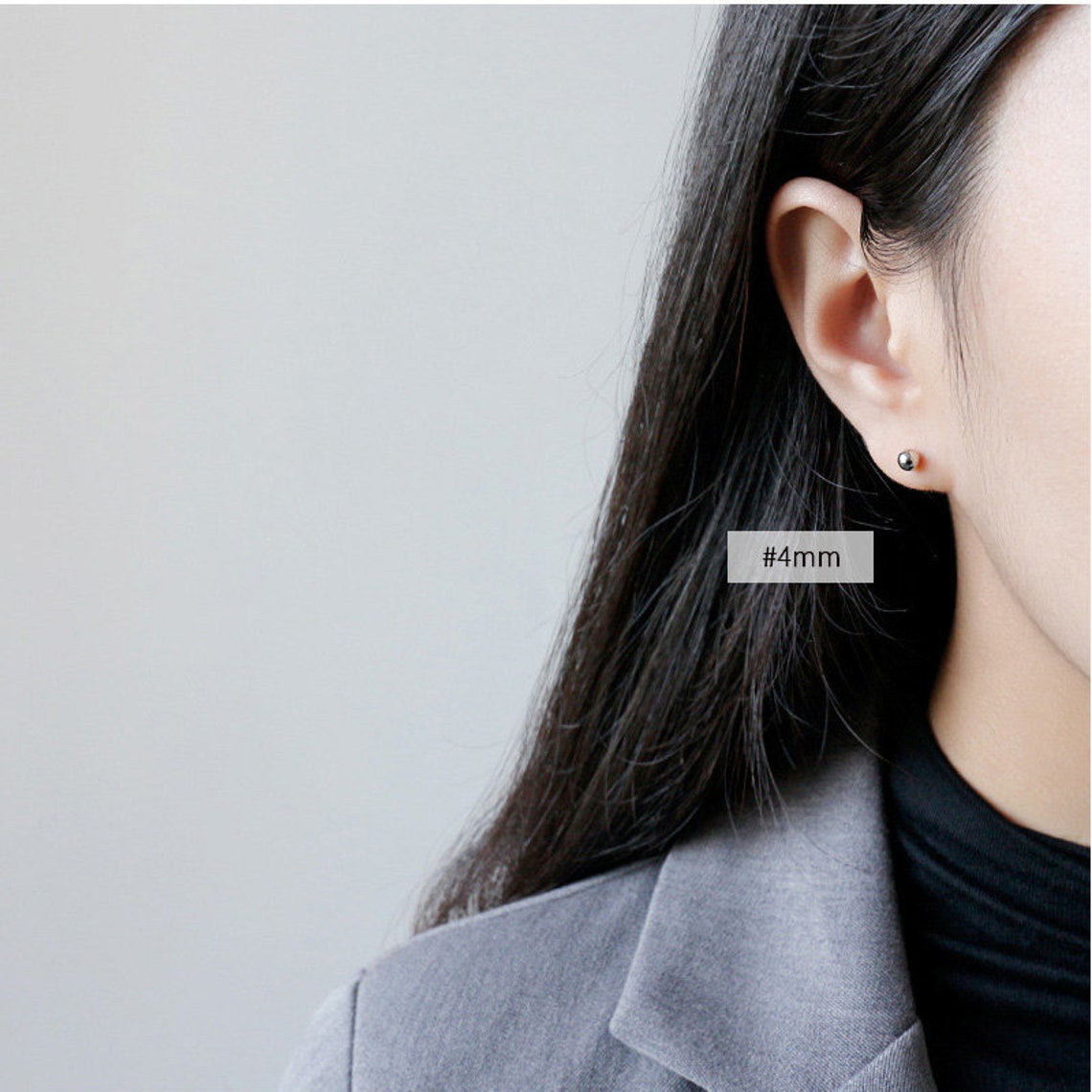 Sterling Silver Ball Stud Earrings 3mm - 6mm | Tiny Ball Stud Earrings For Womens & Girls
