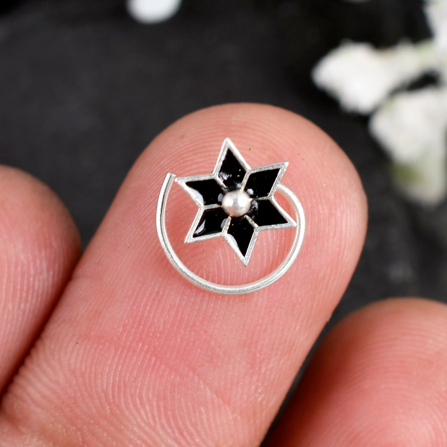 silver nose stud