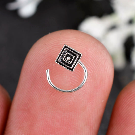 Sterling Silver 925 Square Nose pin For Women