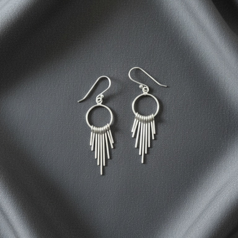 925 Sterling Silver Fringe Dangle Earrings for Women & Girls | Handmade Minimalist Silver Drop Earrings | Lightweight Daily Wear Earrings