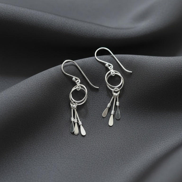 925 Sterling Silver Boho Dangle Earrings for Women & Girls | Handmade Pure Silver Drop Earrings | Lightweight Daily Wear Ethnic & Western Jewelry