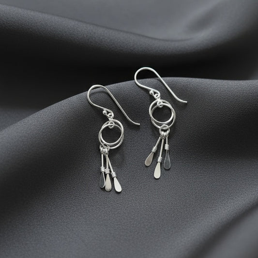 925 Sterling Silver Boho Dangle Earrings for Women & Girls | Handmade Pure Silver Drop Earrings | Lightweight Daily Wear Ethnic & Western Jewelry