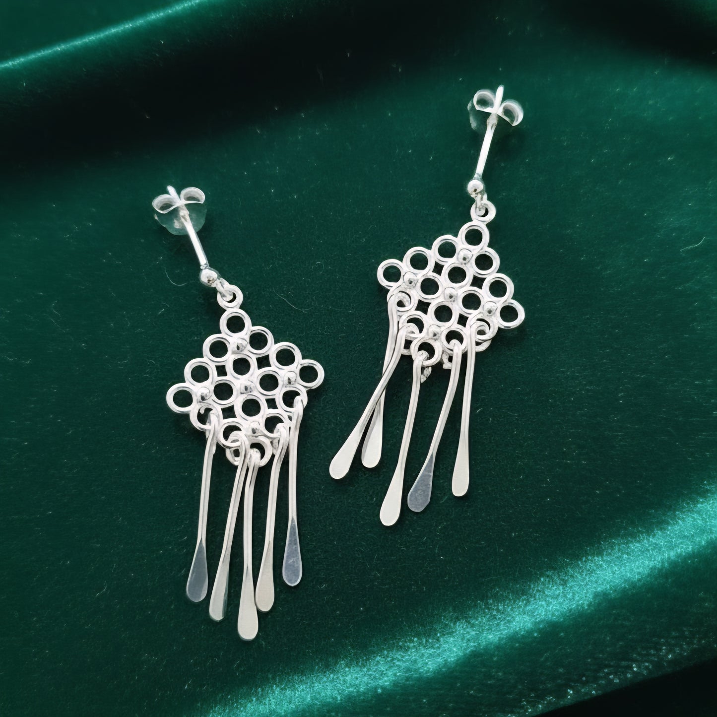 925 Sterling Silver Long Dangle Earrings for Women & Girls | Handmade Filigree Drop Earrings | Lightweight Elegant Silver Jewelry | Ethnic & Western Wear
