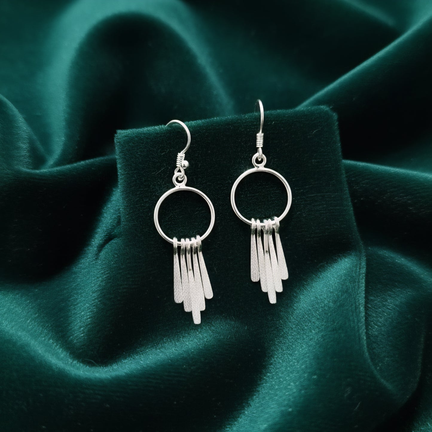 925 Sterling Silver Circle Dangle Earrings for Women & Girls | Minimalist Silver Bar Drop Earrings | Handcrafted Lightweight Daily Wear Jewelry