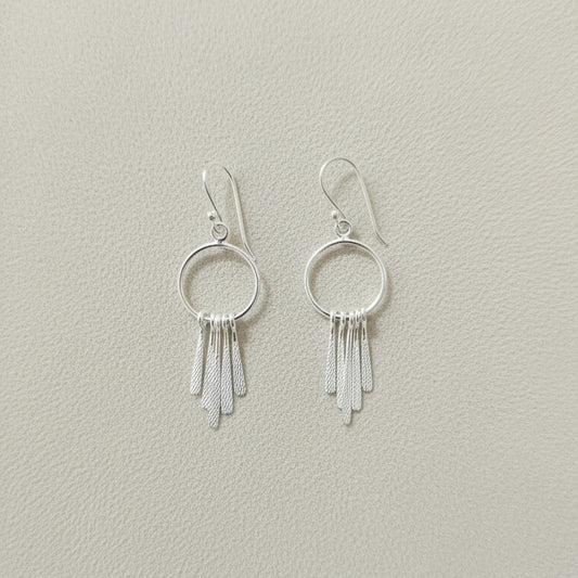 925 Sterling Silver Circle Dangle Earrings for Women & Girls | Minimalist Silver Bar Drop Earrings | Handcrafted Lightweight Daily Wear Jewelry