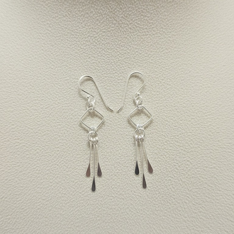 925 Sterling Silver Geometric Dangle Earrings for Women & Girls | Minimalist Drop Earrings | Lightweight Handmade Silver Jewelry