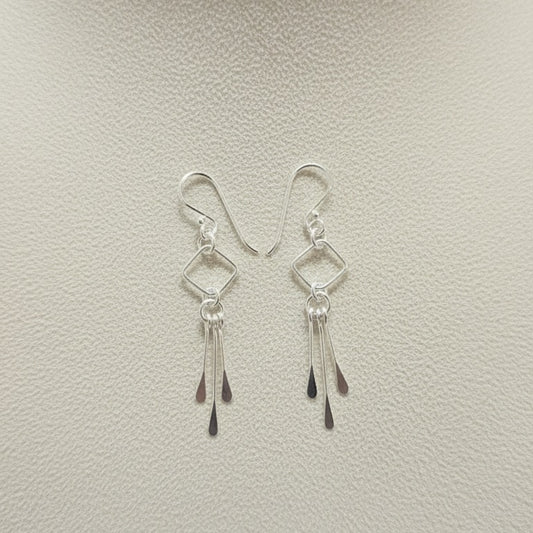 925 Sterling Silver Geometric Dangle Earrings for Women & Girls | Minimalist Drop Earrings | Lightweight Handmade Silver Jewelry