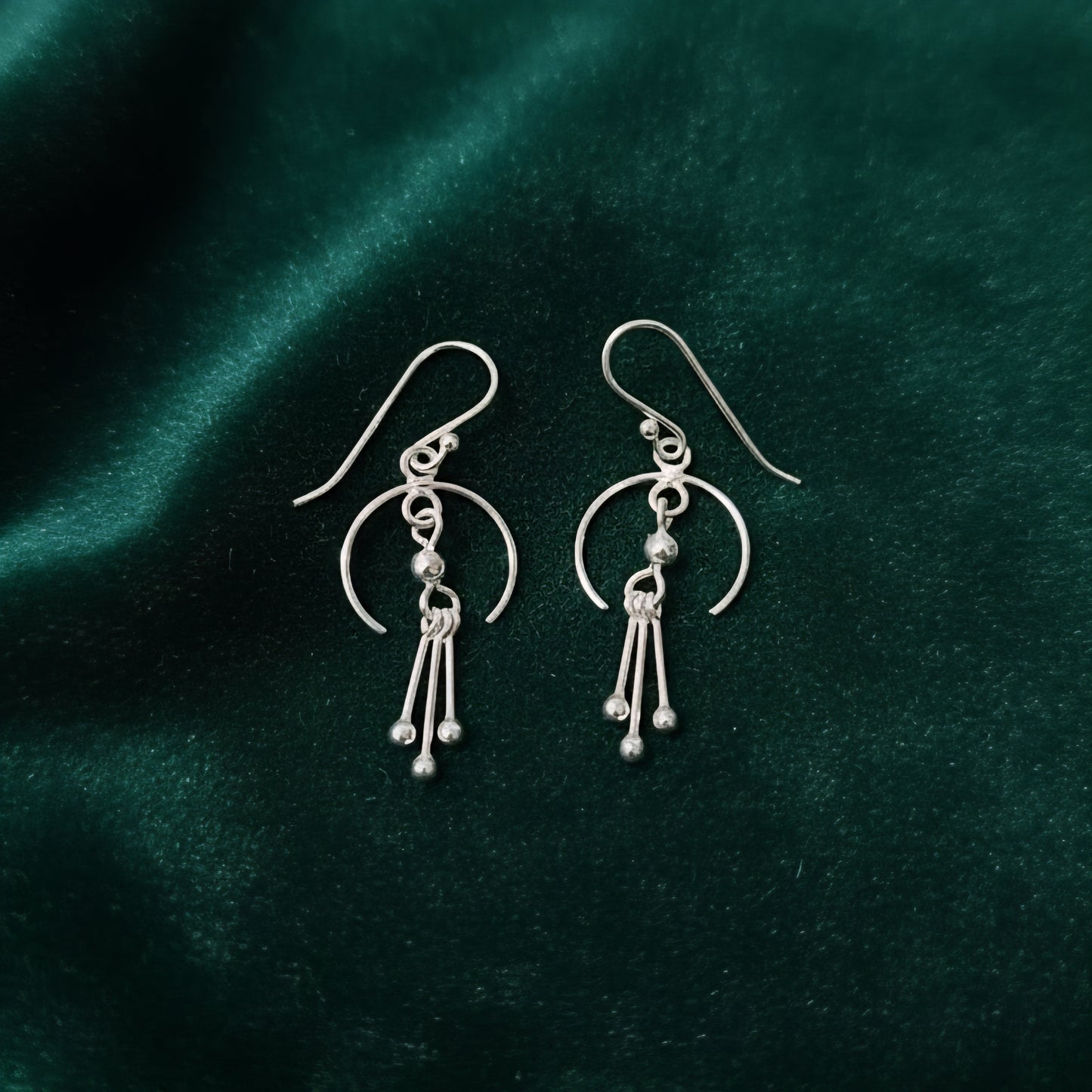 925 Sterling Silver Semi-Circle Dangle Earrings for Women & Girls | Minimal Boho Drop Earrings | Lightweight Anti-Tarnish Silver Jewelry | Handmade Gift