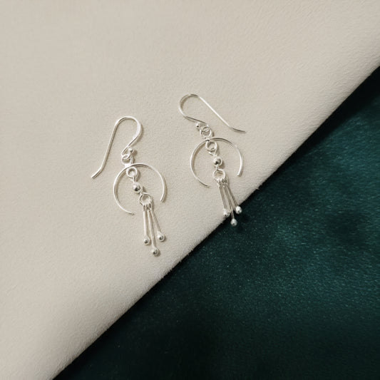 925 Sterling Silver Semi-Circle Dangle Earrings for Women & Girls | Minimal Boho Drop Earrings | Lightweight Anti-Tarnish Silver Jewelry | Handmade Gift