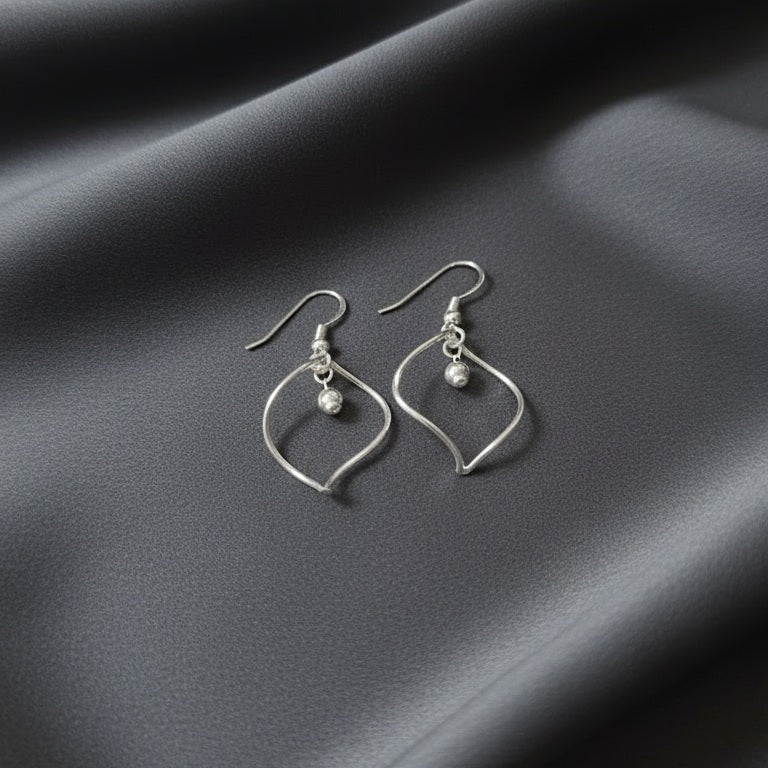 925 Sterling Silver Twisted Diamond Dangle Earrings for Women & Girls | Lightweight Anti-Tarnish Drop Earrings | Handmade Minimal Silver Jewelry