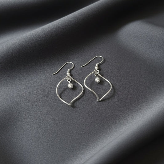 925 Sterling Silver Twisted Diamond Dangle Earrings for Women & Girls | Lightweight Anti-Tarnish Drop Earrings | Handmade Minimal Silver Jewelry