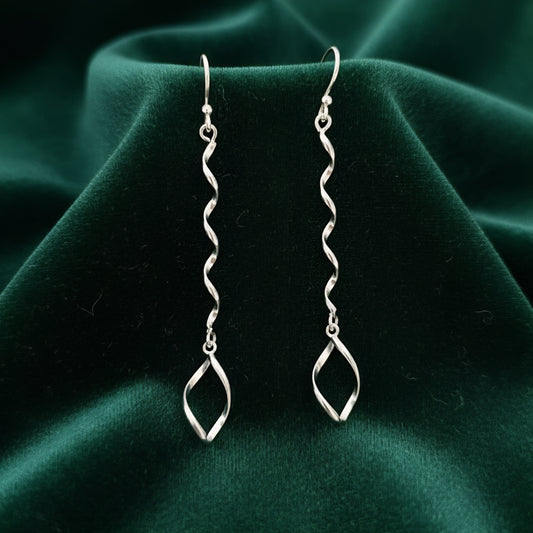 925 Sterling Silver Twisted Vine Drop Earrings | Long Handmade Silver Danglers | Elegant Minimalist Jewelry for Women