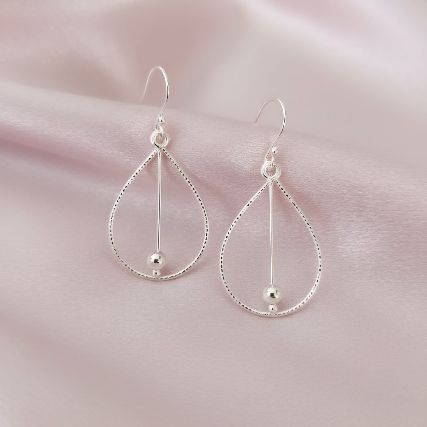 Handmade 925 Sterling Silver Teardrop Earrings with Silver Bead | Modern Minimalist Drop Earrings | Elegant Lightweight Jewelry for Women