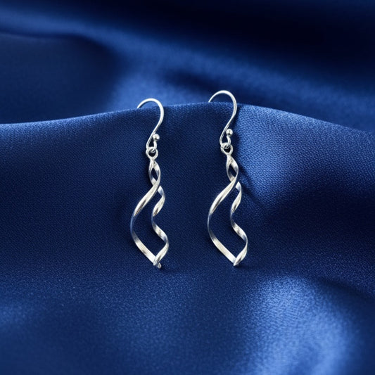 Handmade Sterling Silver Spiral Drop Earrings | Modern Twisted Dangle Earrings | Elegant Minimalist Silver Jewelry