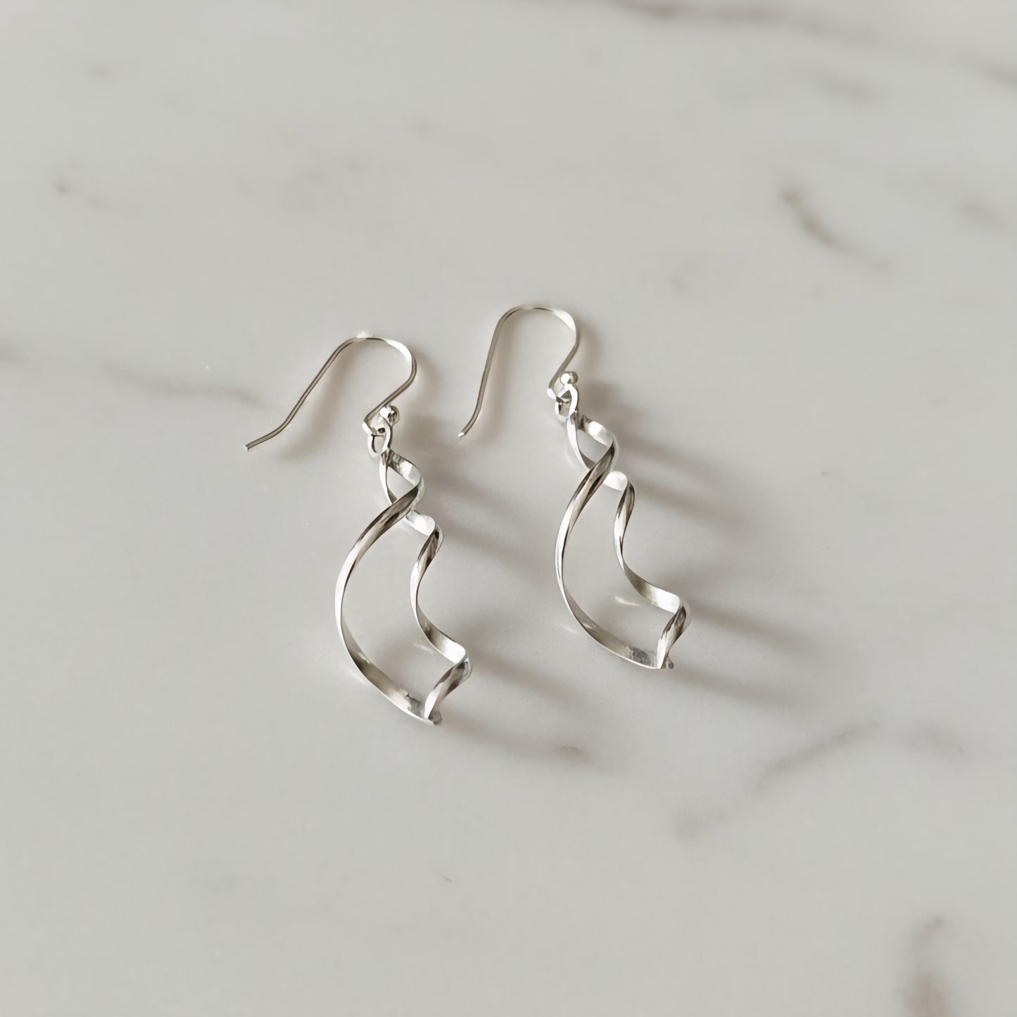 Handmade Sterling Silver Spiral Drop Earrings | Modern Twisted Dangle Earrings | Elegant Minimalist Silver Jewelry