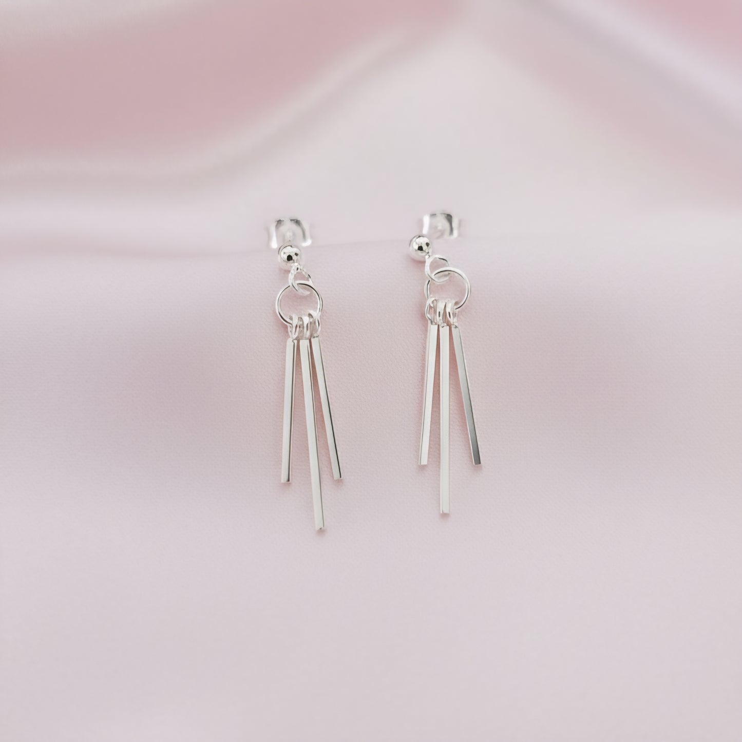 Minimalist Sterling Silver Bar Dangle Earrings | Modern Silver Drop Studs | Handmade Geometric Earrings | Lightweight Everyday Jewelry